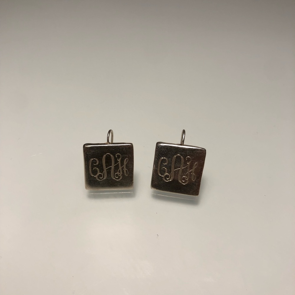 Vintage Sterling Silver Monogrammed Earrings